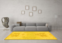 Machine Washable Abstract Yellow Modern Rug, wshabs1077yw