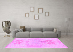 Machine Washable Abstract Purple Modern Area Rugs in a Living Room, wshabs1077pur