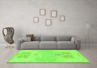 Machine Washable Abstract Green Modern Rug, wshabs1077grn