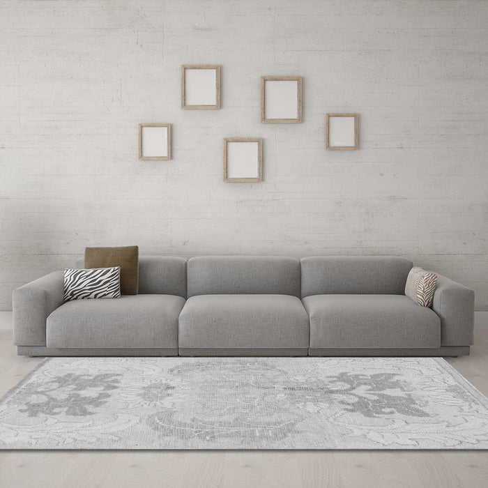 Machine Washable Abstract Gray Modern Rug in a Living Room,, wshabs1077gry