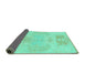 Sideview of Abstract Turquoise Modern Rug, abs1077turq