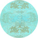 Round Abstract Light Blue Modern Rug, abs1077lblu