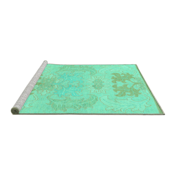 Sideview of Machine Washable Abstract Turquoise Modern Area Rugs, wshabs1077turq
