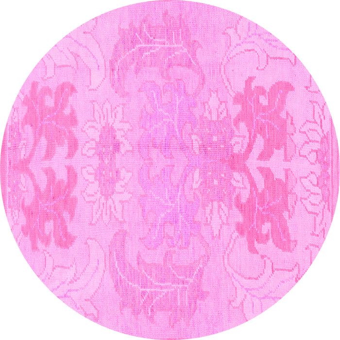 Round Machine Washable Abstract Pink Modern Rug, wshabs1077pnk