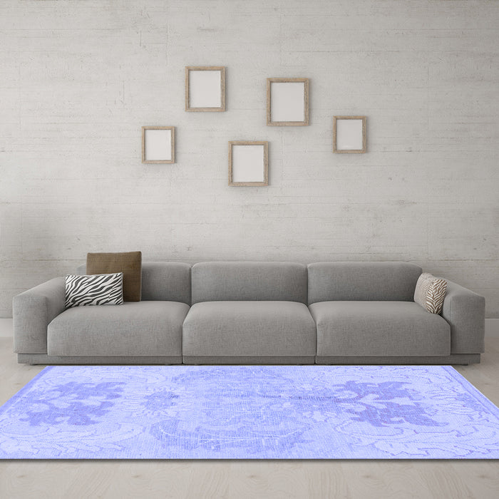 Machine Washable Abstract Blue Modern Rug in a Living Room, wshabs1077blu