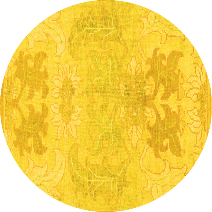 Round Machine Washable Abstract Yellow Modern Rug, wshabs1077yw