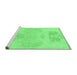 Sideview of Machine Washable Abstract Emerald Green Modern Area Rugs, wshabs1077emgrn