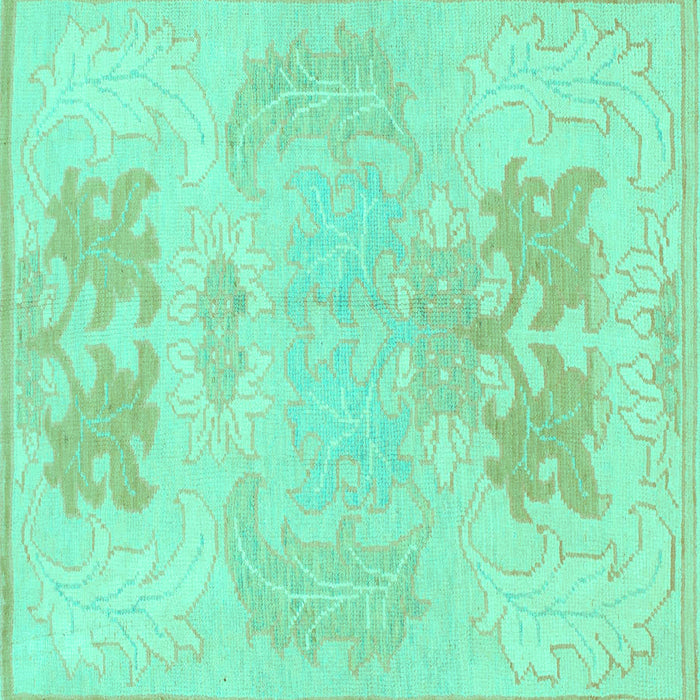 Square Machine Washable Abstract Turquoise Modern Area Rugs, wshabs1077turq