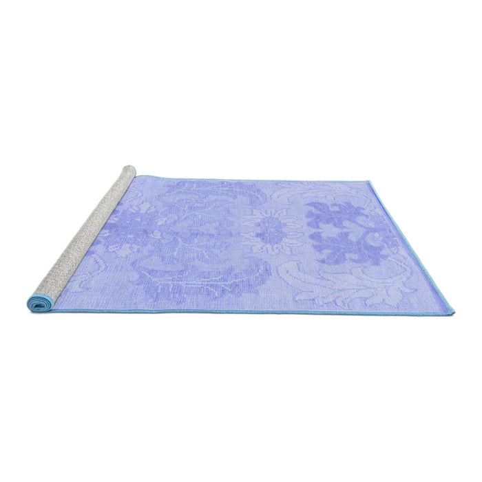 Sideview of Machine Washable Abstract Blue Modern Rug, wshabs1077blu