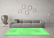 Machine Washable Abstract Emerald Green Modern Area Rugs in a Living Room,, wshabs1077emgrn