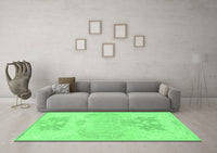 Machine Washable Abstract Emerald Green Modern Rug, wshabs1077emgrn