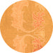 Round Abstract Orange Modern Rug, abs1078org