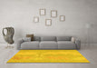 Machine Washable Abstract Yellow Modern Rug in a Living Room, wshabs1078yw