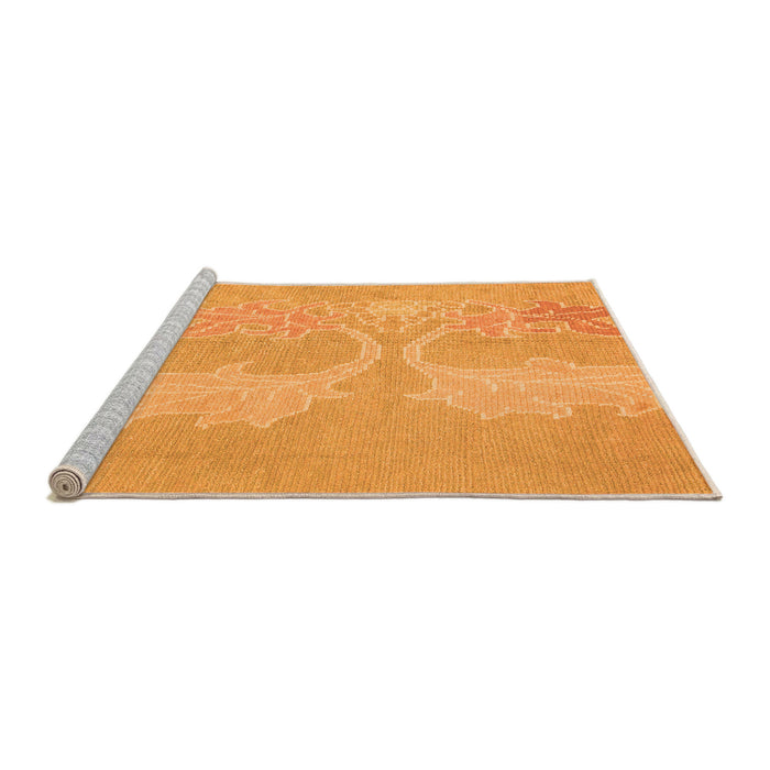 Sideview of Machine Washable Abstract Orange Modern Area Rugs, wshabs1078org