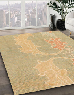 Abstract Gold Modern Rug in Family Room, abs1078