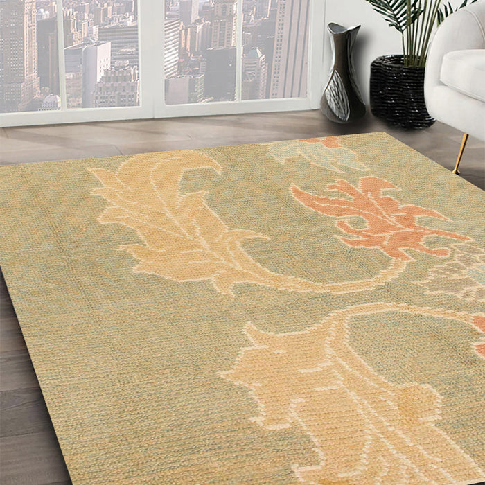 Machine Washable Abstract Gold Rug in a Family Room, wshabs1078