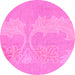 Round Abstract Pink Modern Rug, abs1078pnk