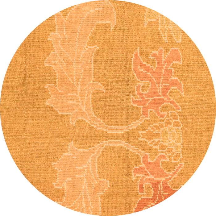 Round Machine Washable Abstract Orange Modern Area Rugs, wshabs1078org