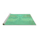 Sideview of Machine Washable Abstract Turquoise Modern Area Rugs, wshabs1078turq