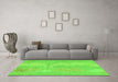 Machine Washable Abstract Green Modern Area Rugs in a Living Room,, wshabs1078grn