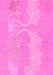 Machine Washable Abstract Pink Modern Rug, wshabs1078pnk