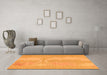 Machine Washable Abstract Orange Modern Area Rugs in a Living Room, wshabs1078org