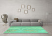 Machine Washable Abstract Turquoise Modern Area Rugs in a Living Room,, wshabs1078turq