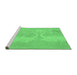 Sideview of Machine Washable Abstract Emerald Green Modern Area Rugs, wshabs1078emgrn