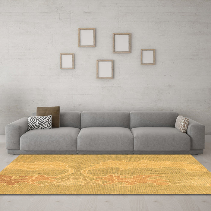 Machine Washable Abstract Brown Modern Rug in a Living Room,, wshabs1078brn