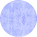 Round Abstract Blue Modern Rug, abs1079blu