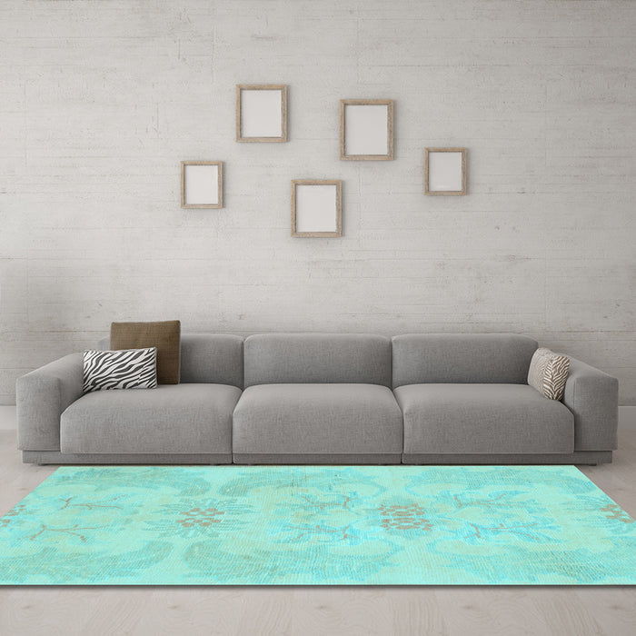 Machine Washable Abstract Light Blue Modern Rug in a Living Room, wshabs1079lblu