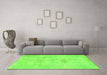 Machine Washable Abstract Green Modern Area Rugs in a Living Room,, wshabs1079grn