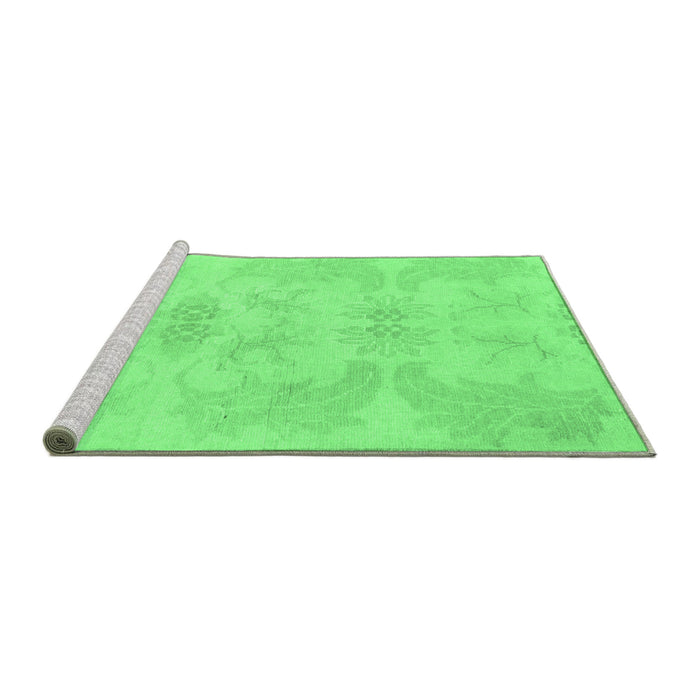 Sideview of Machine Washable Abstract Emerald Green Modern Area Rugs, wshabs1079emgrn