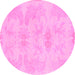 Round Machine Washable Abstract Pink Modern Rug, wshabs1079pnk