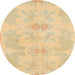 Round Machine Washable Abstract Yellow Rug, wshabs1079