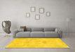 Machine Washable Abstract Yellow Modern Rug in a Living Room, wshabs1079yw