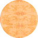 Round Machine Washable Abstract Orange Modern Area Rugs, wshabs1079org