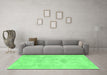 Machine Washable Abstract Emerald Green Modern Area Rugs in a Living Room,, wshabs1079emgrn