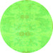 Round Machine Washable Abstract Green Modern Area Rugs, wshabs1079grn