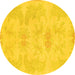 Round Abstract Yellow Modern Rug, abs1079yw