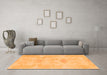 Machine Washable Abstract Orange Modern Area Rugs in a Living Room, wshabs1079org