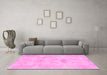 Machine Washable Abstract Pink Modern Rug in a Living Room, wshabs1079pnk