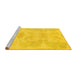 Sideview of Machine Washable Abstract Yellow Modern Rug, wshabs1079yw