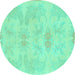 Round Abstract Turquoise Modern Rug, abs1079turq