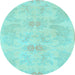 Round Abstract Light Blue Modern Rug, abs1079lblu