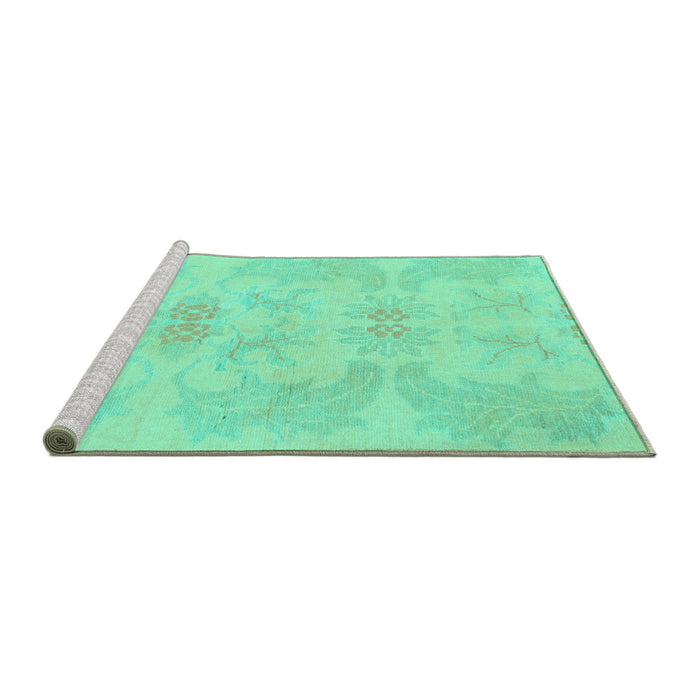 Sideview of Machine Washable Abstract Turquoise Modern Area Rugs, wshabs1079turq
