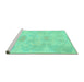 Sideview of Machine Washable Abstract Turquoise Modern Area Rugs, wshabs1079turq