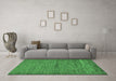 Machine Washable Abstract Emerald Green Modern Area Rugs in a Living Room,, wshabs107emgrn