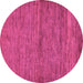 Round Machine Washable Abstract Pink Modern Rug, wshabs107pnk