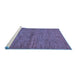 Sideview of Machine Washable Abstract Blue Modern Rug, wshabs107blu